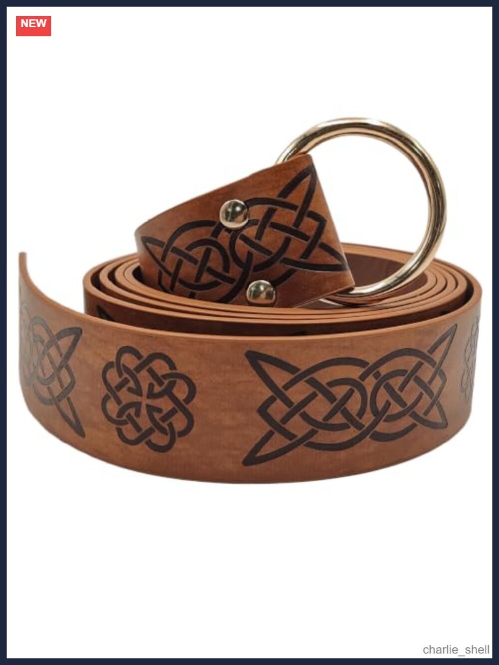 Embossed Leather Renaissance Viking Belt Medieval Cosplay Waistband